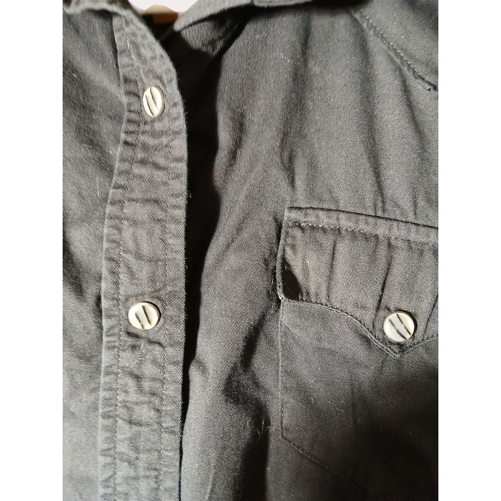 Walls Ranchwear WomeBlack Long Sleeve Snap Up Shirt Size M 100% Cotton Western - Picture 4 of 14